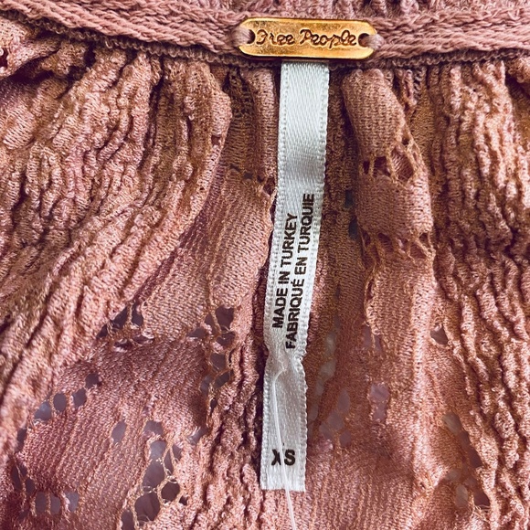 Free People Stacey Puff Sleeve Lace Crop Top, Elbow Sleeves, Rose, XS NWT - Picture 8 of 15